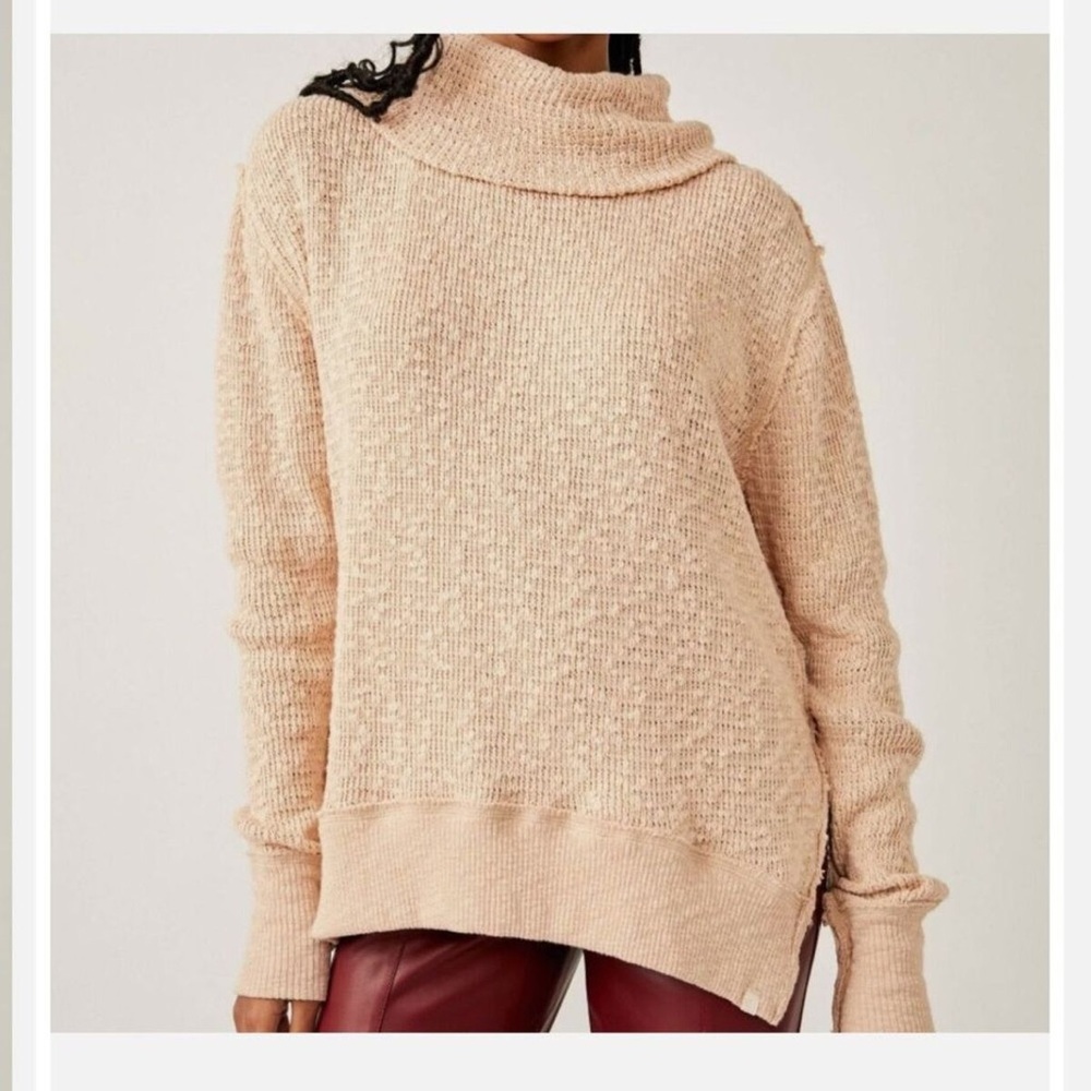 Cozy Tan Turtleneck Sweater we the Free Tommy Turtleneck XS